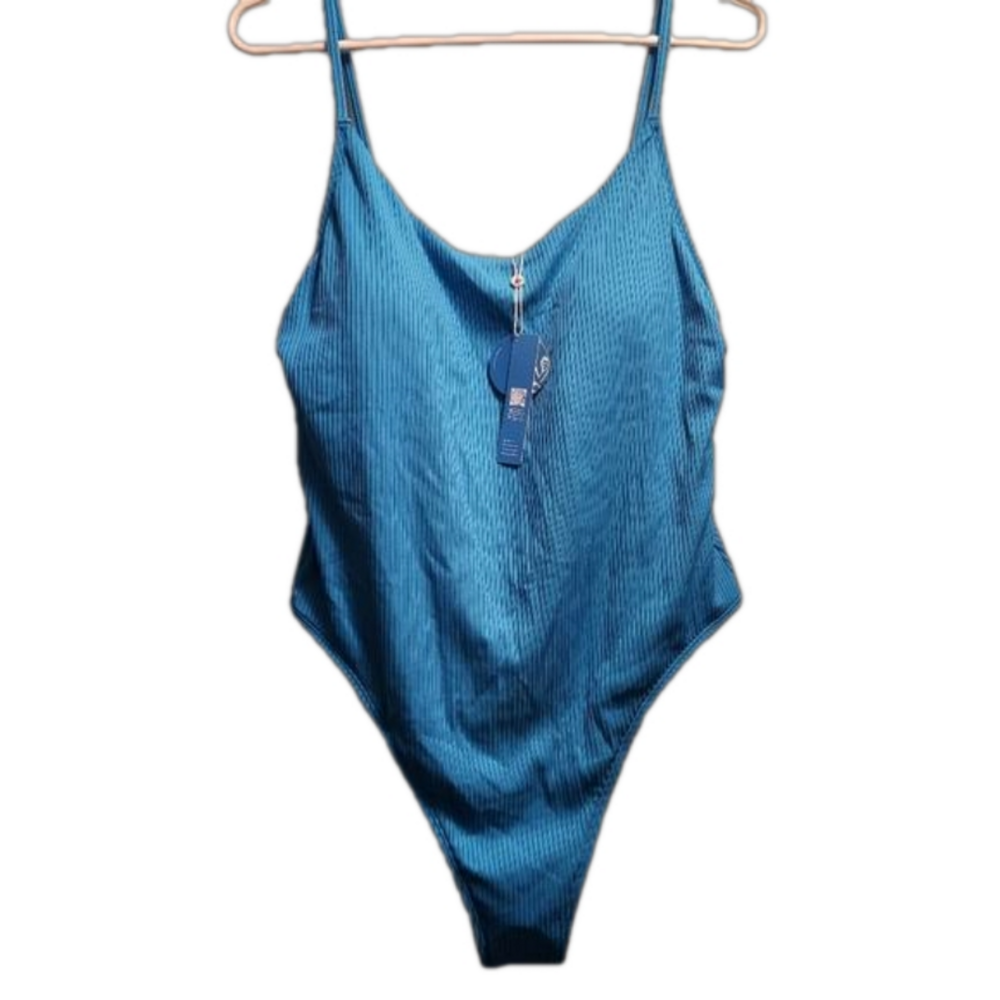 3/$25 Cupshe teal torquise one piece swim XL adjustable scoop neck bathing suit